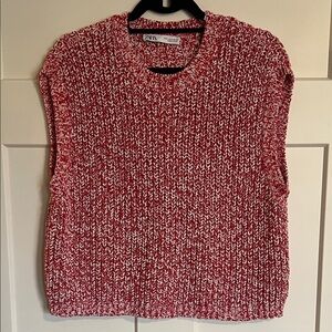 Zara Red and White Knit Vest